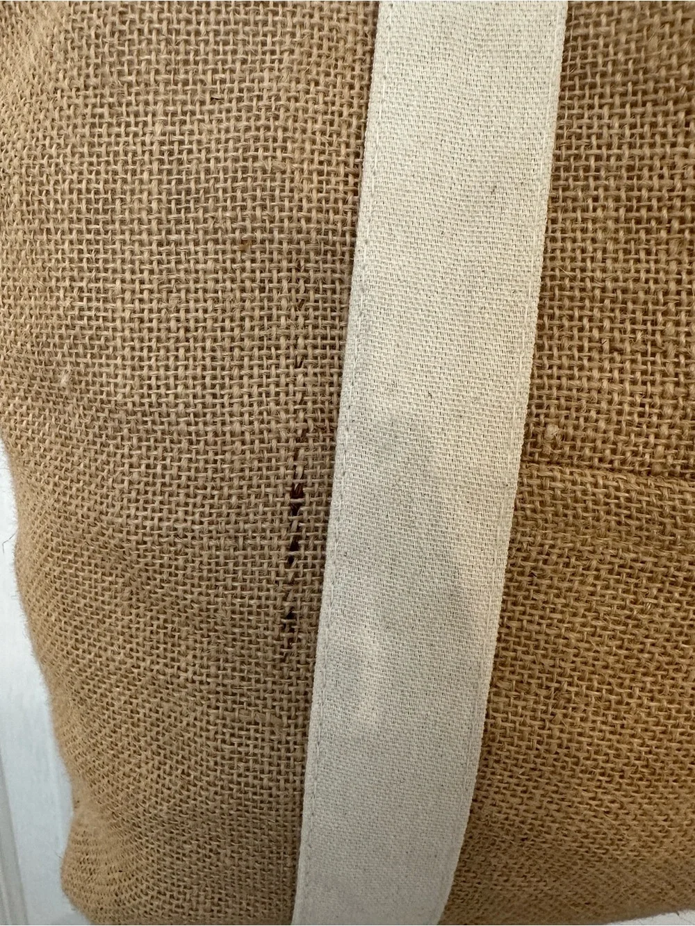 Tribeca Tribe Jute Cotton Blend Tote Bag‎ Tan Cream Boho Shoulder Bag Pocket